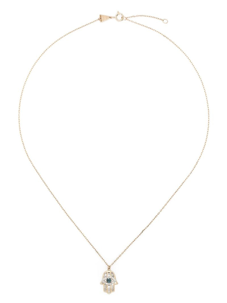 14k Yellow Gold Hamsa Diamond Necklace