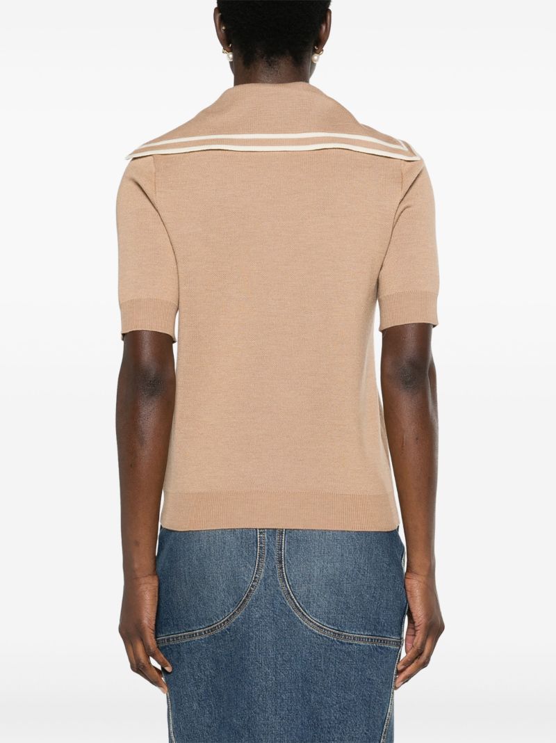 Brown Horsebit Wool Top