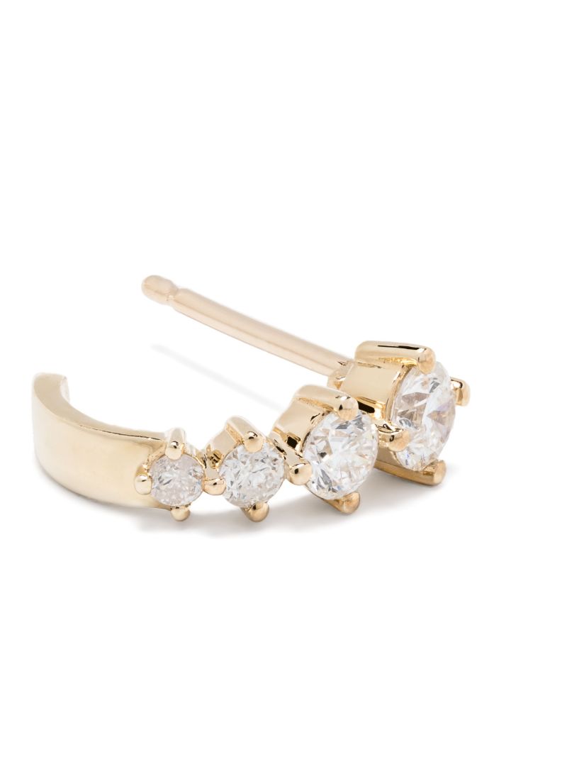 14k Yellow Gold J Hoop Diamond Earrings