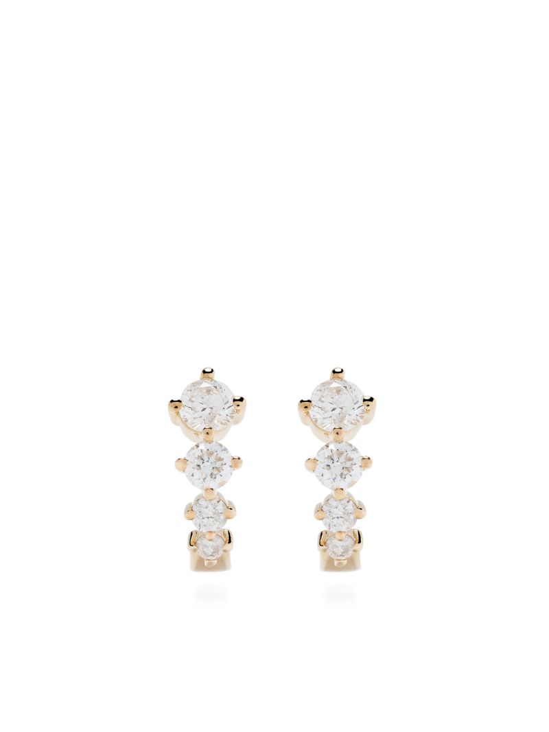 14k Yellow Gold J Hoop Diamond Earrings