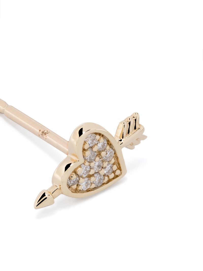 14k Yellow Gold Heart + Arrow Diamond Earrings