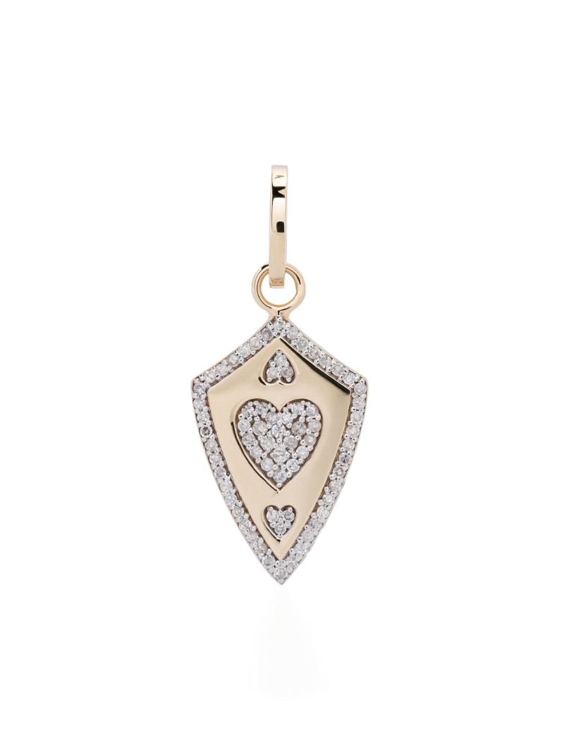 14k Yellow Gold Heart Shield Diamond Pendant