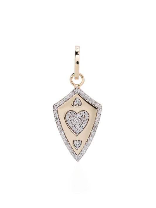 14k Yellow Gold Heart Shield Diamond Pendant
