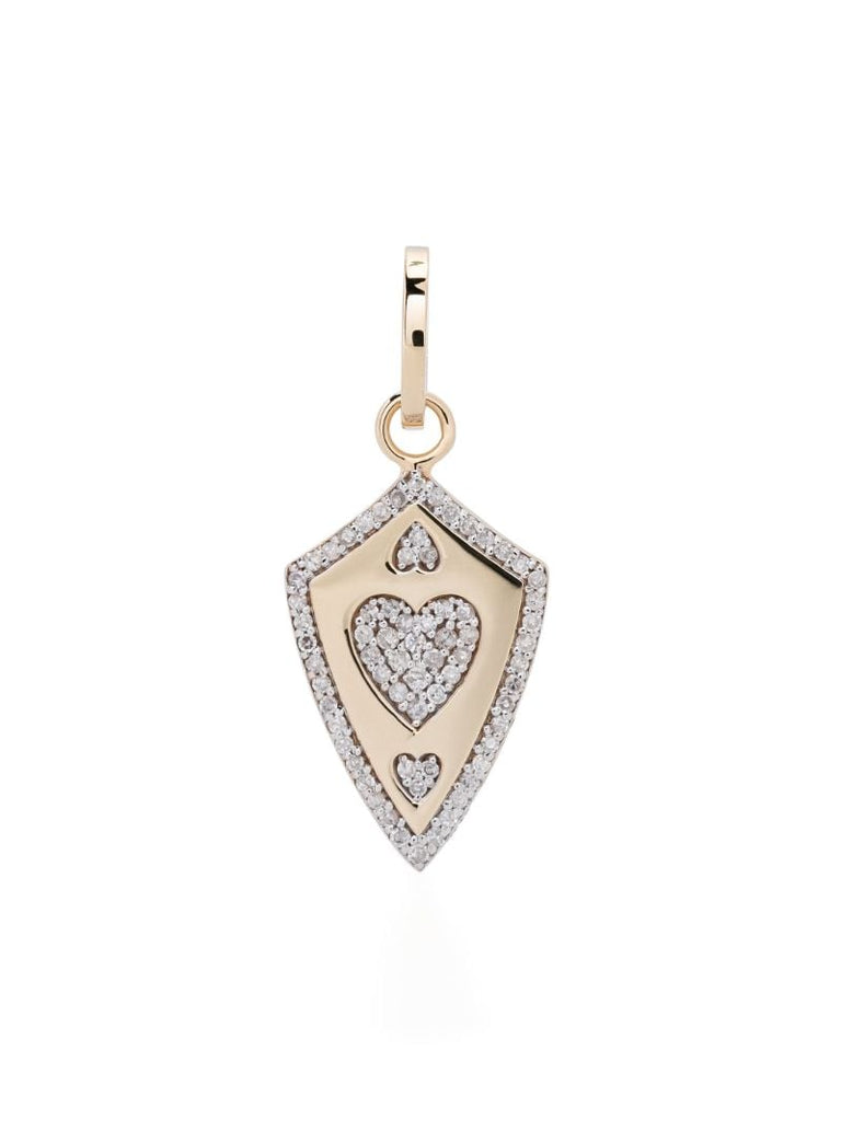 14k Yellow Gold Heart Shield Diamond Pendant