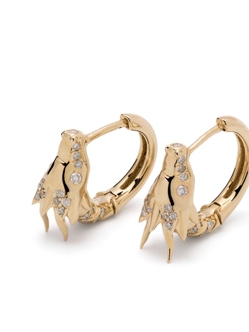 14k Yellow Gold Dragon Diamond Huggie-hoop Earrings