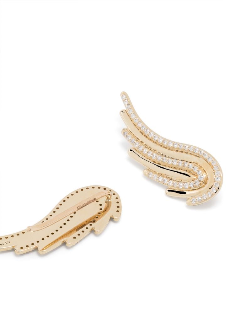 14k Yellow Gold Large Flight Wings Diamond Earrings