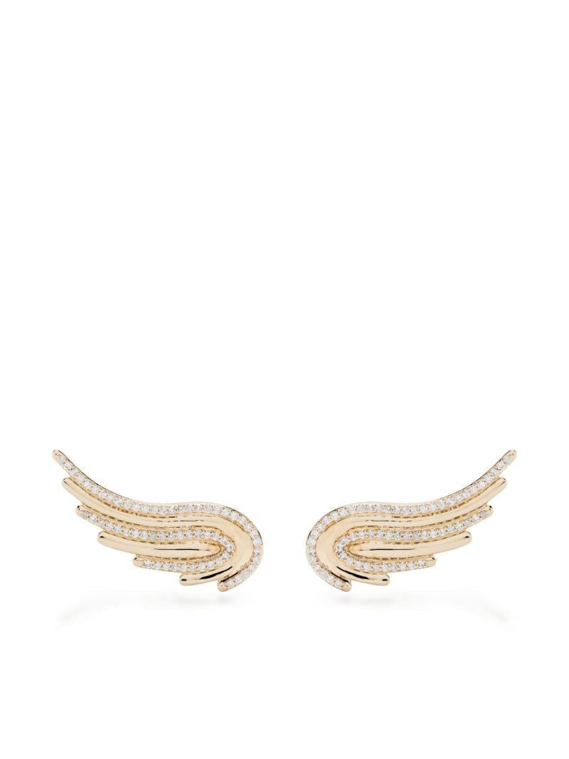 14k Yellow Gold Large Flight Wings Diamond Earrings
