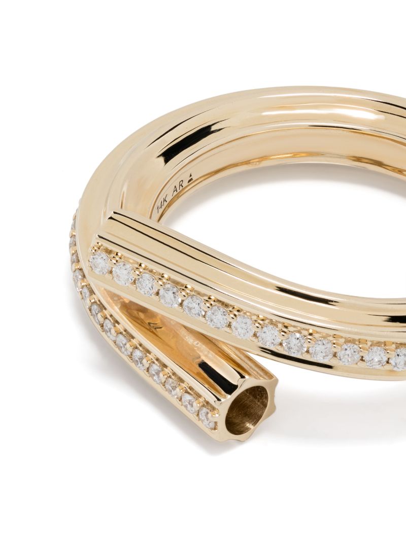 14k Yellow Gold Pasta Macaroni Eternity Diamond Ring