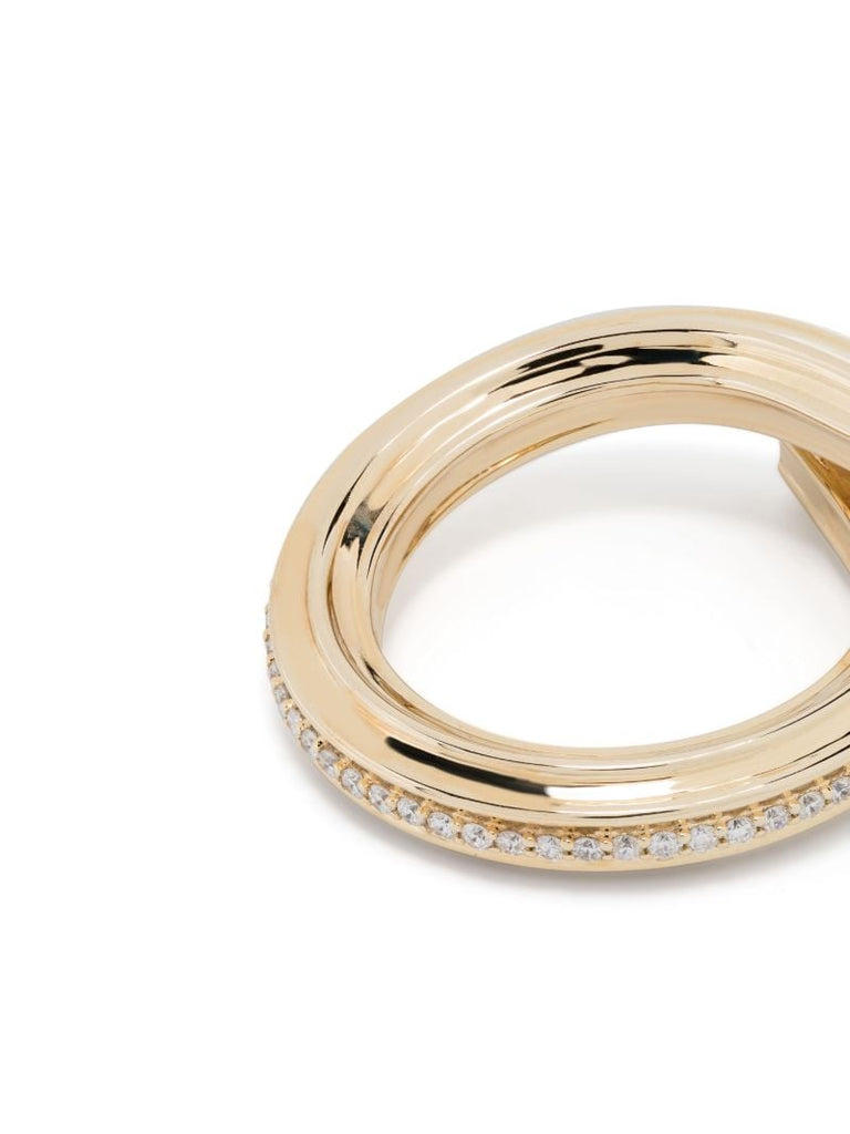 14k Yellow Gold Pasta Macaroni Eternity Diamond Ring