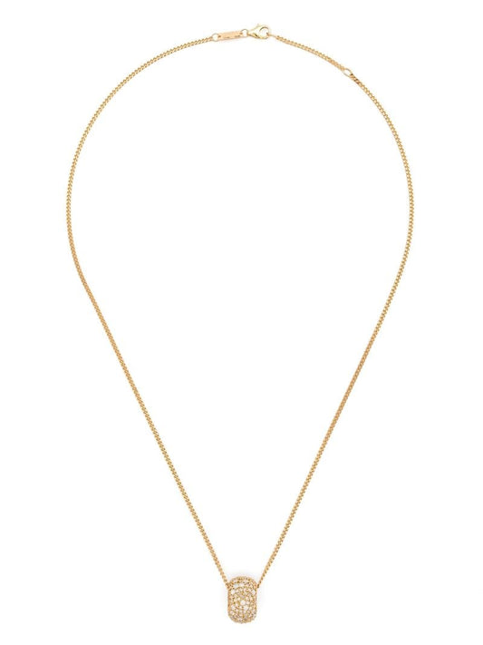 14k Yellow Gold Big Bead Diamond Necklace