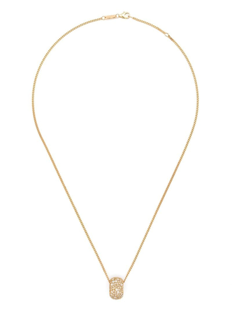 14k Yellow Gold Big Bead Diamond Necklace
