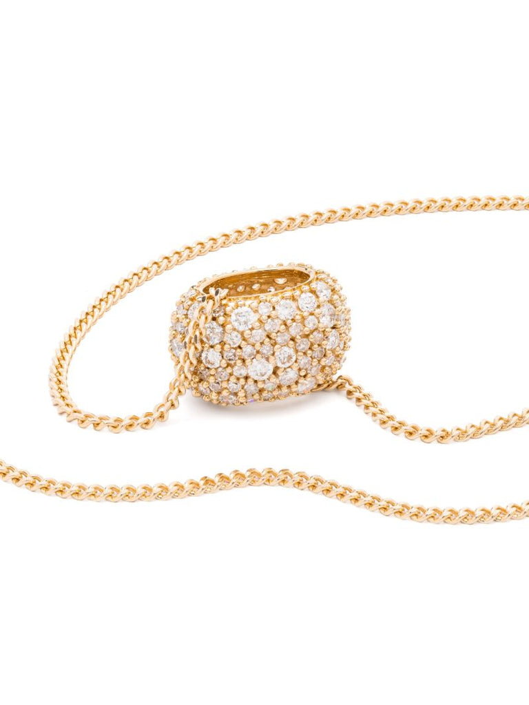 14k Yellow Gold Big Bead Diamond Necklace