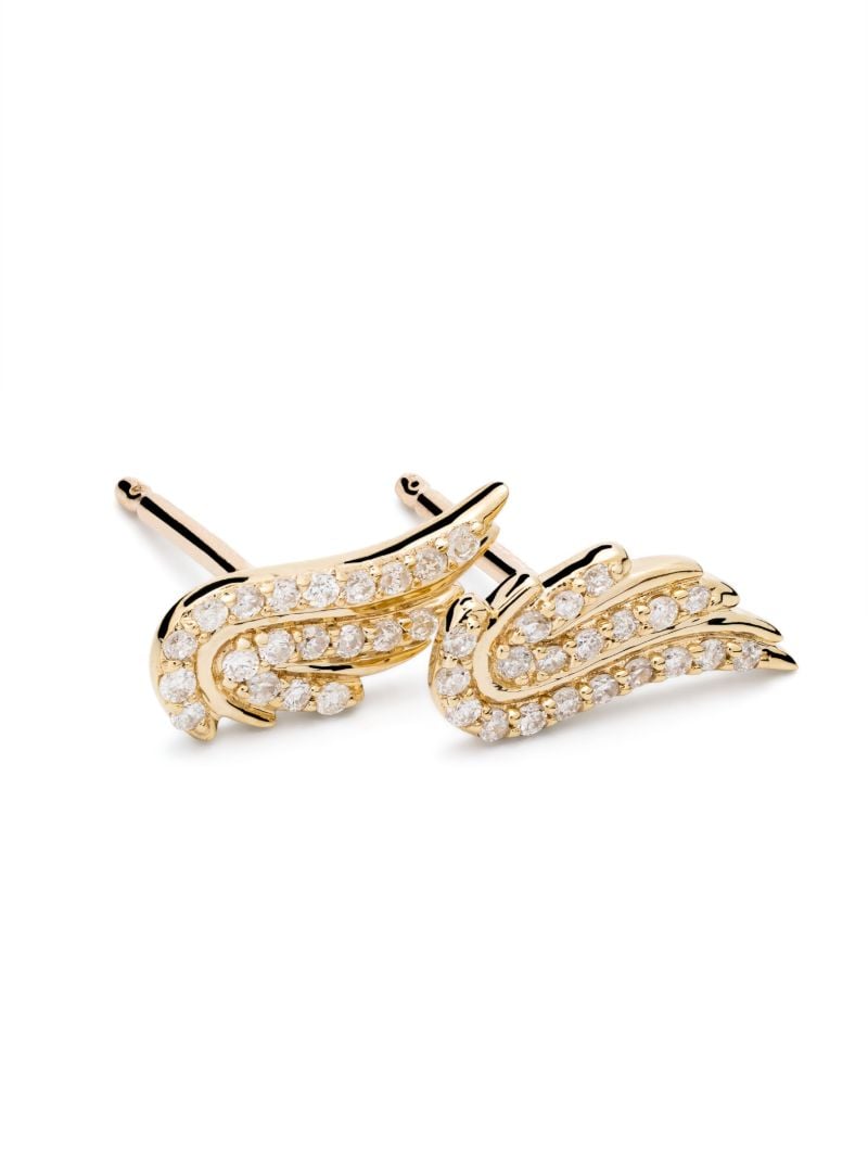 14k Yellow Gold Wing Diamond Earrings