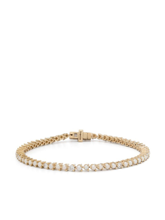 14k Yellow Gold Pearl and Diamond Bracelet