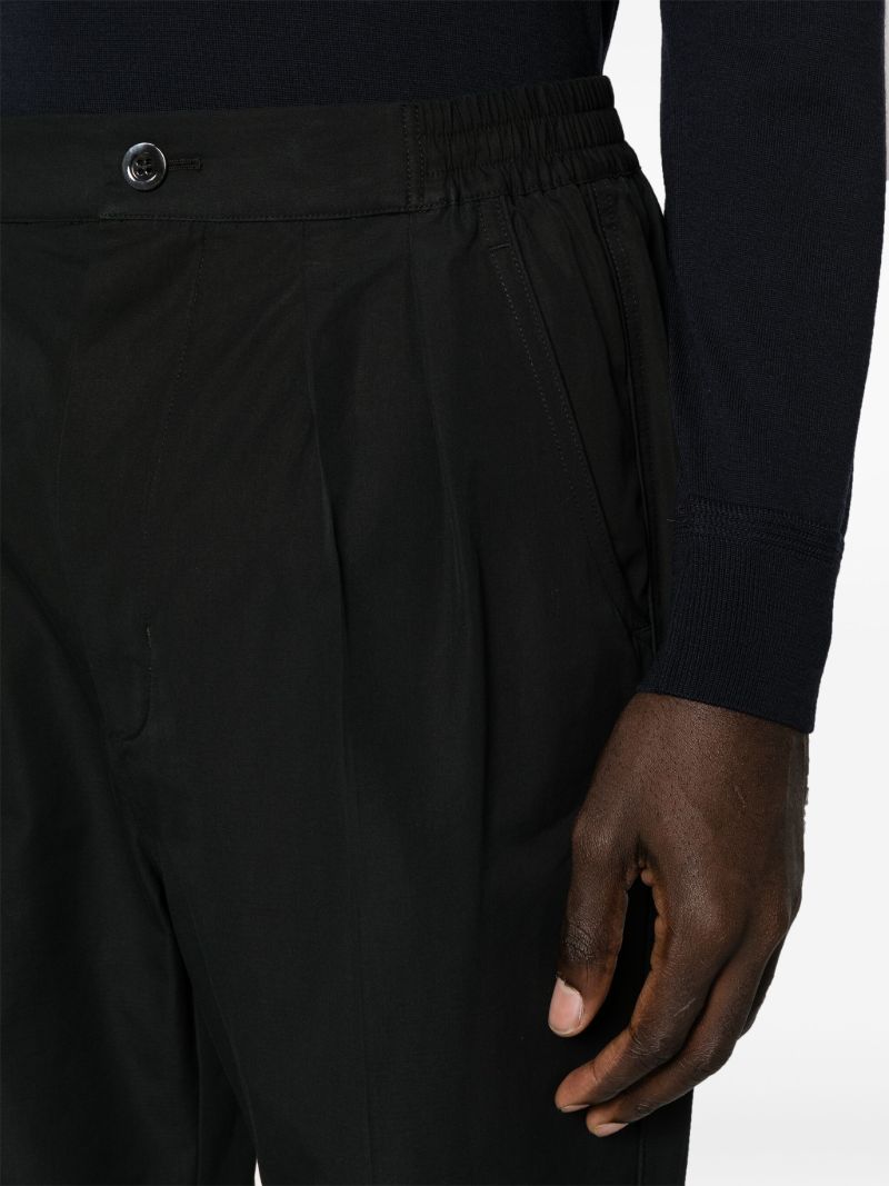 Black Pleated Straight-leg Trousers