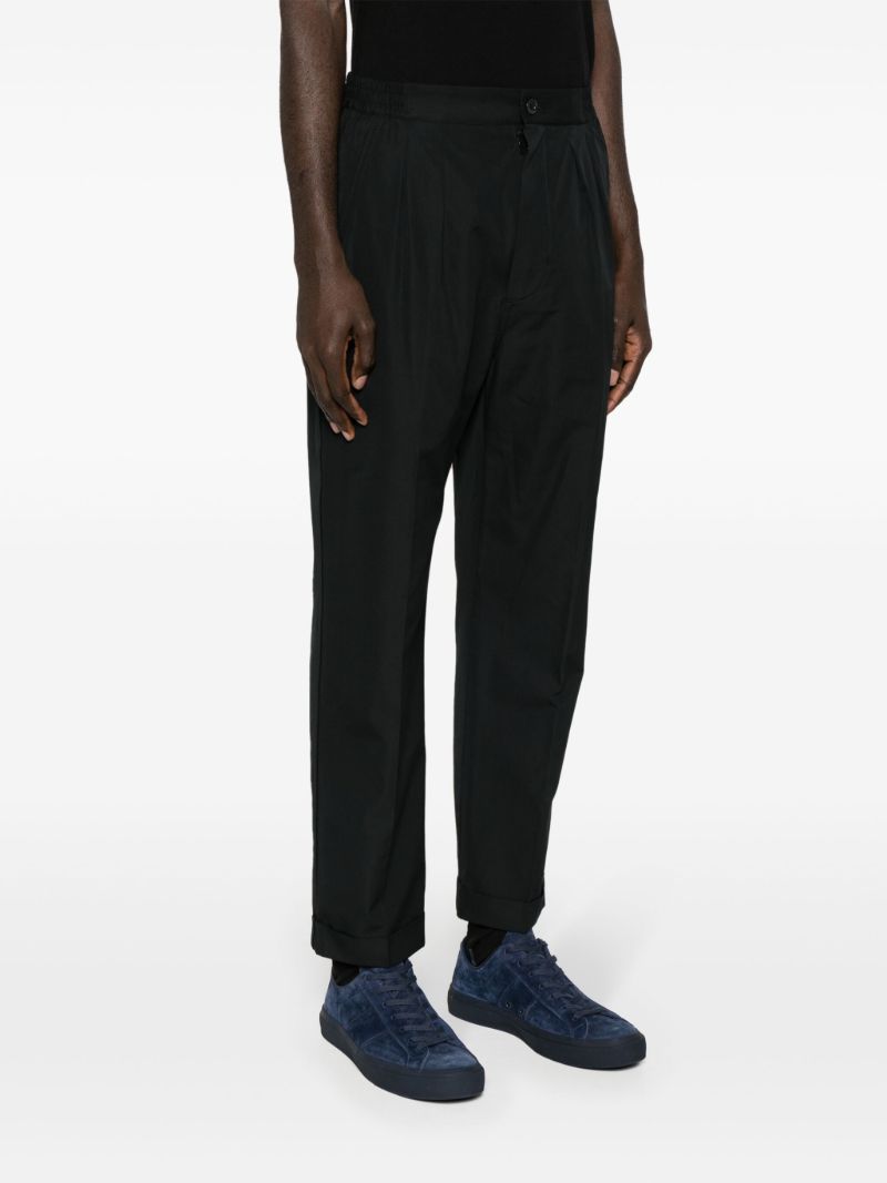 Black Pleated Straight-leg Trousers