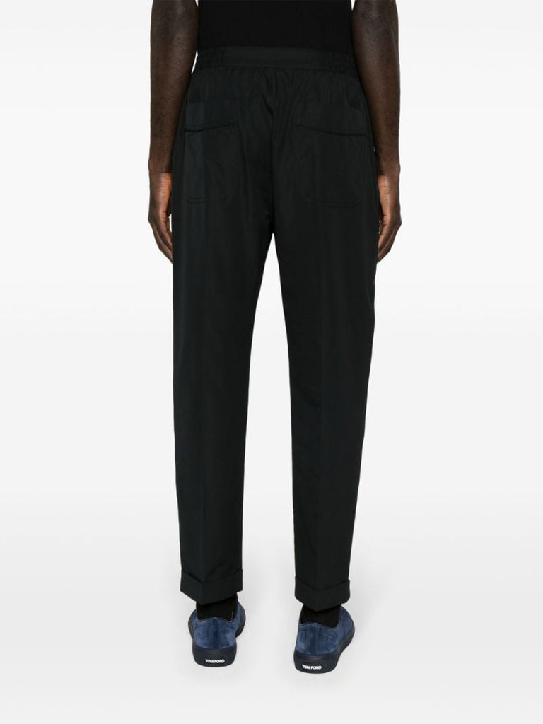 Black Pleated Straight-leg Trousers