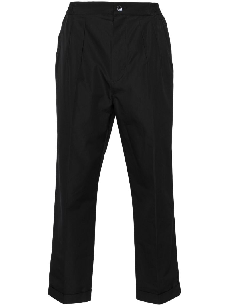 Black Pleated Straight-leg Trousers