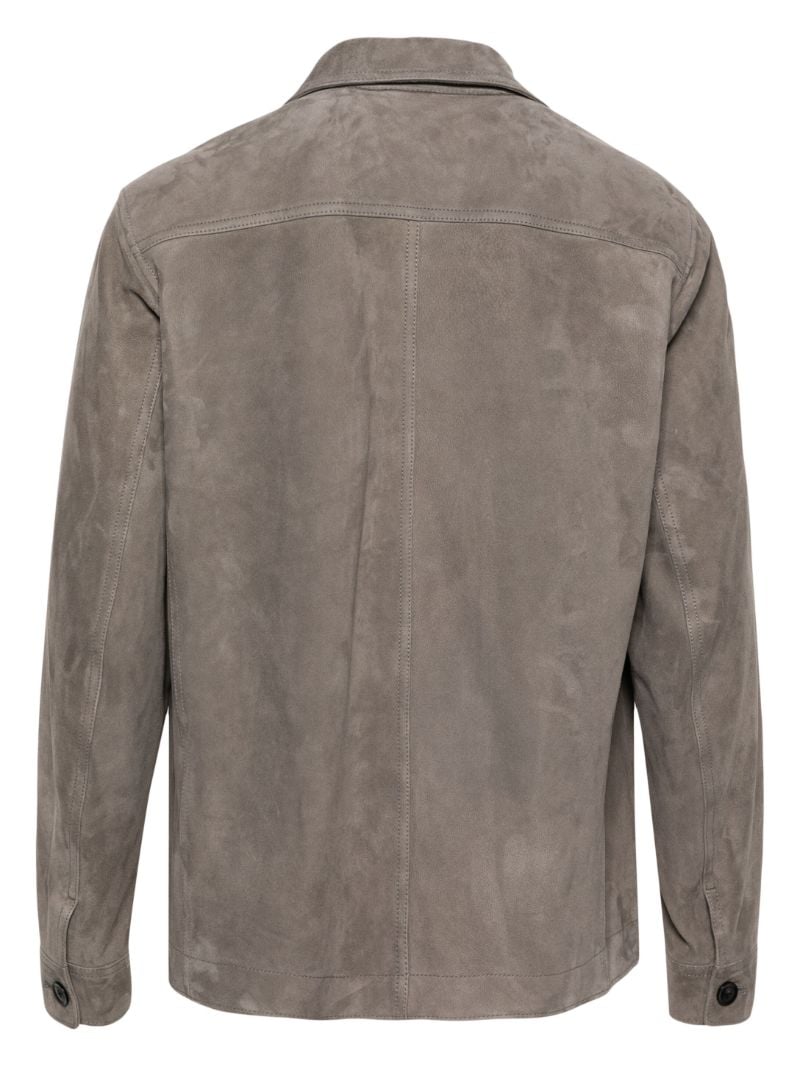 Grey Leather Shirt Jacket