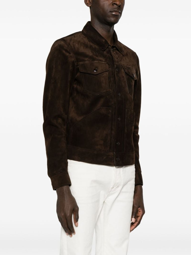 Brown Suede Western Shirt Jacket