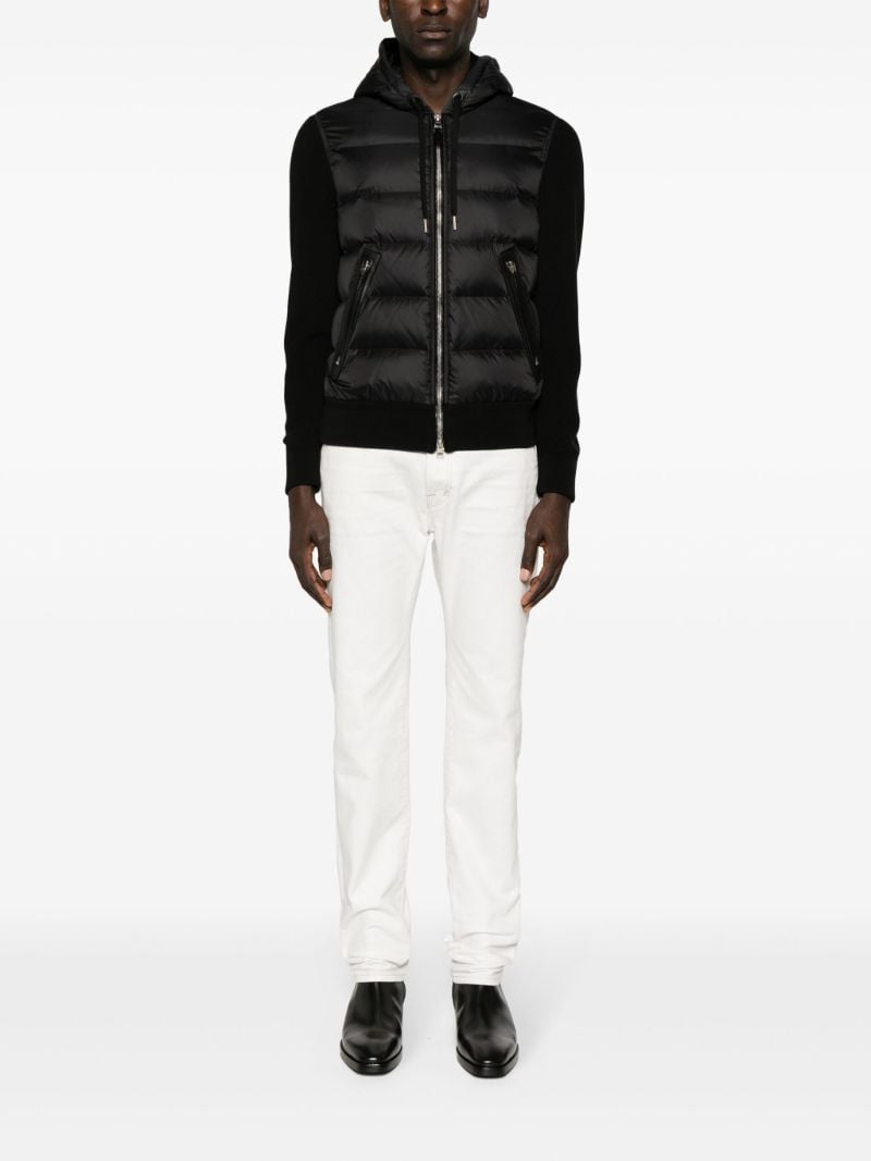 Black Quilted-panel Cardigan