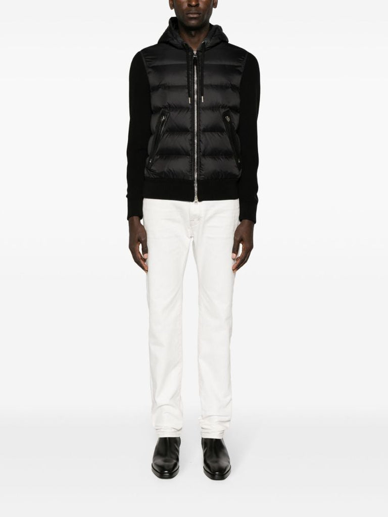Black Quilted-panel Cardigan