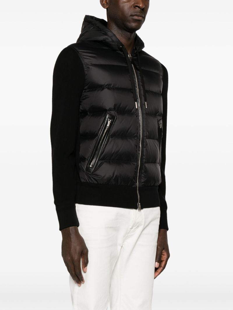 Black Quilted-panel Cardigan