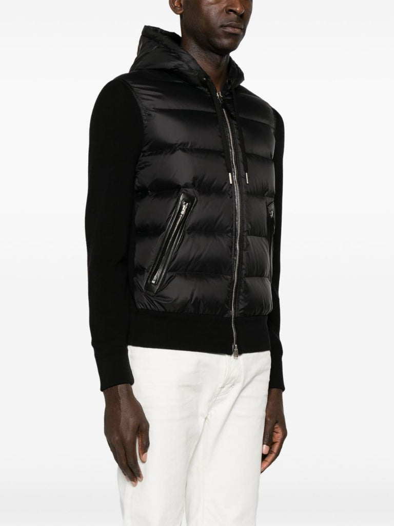 Black Quilted-panel Cardigan