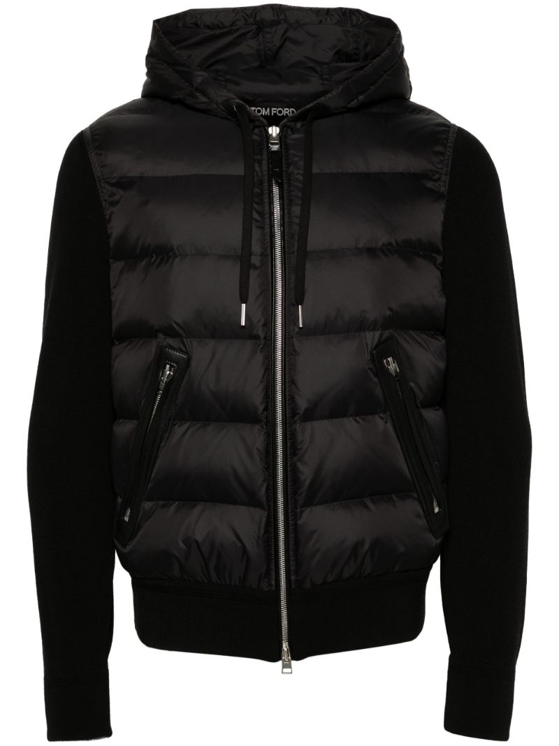 Black Quilted-panel Cardigan