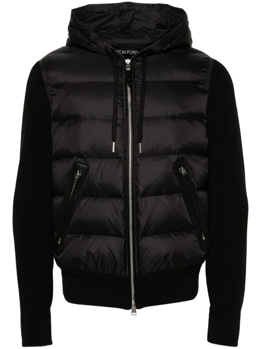 Black Quilted-panel Cardigan