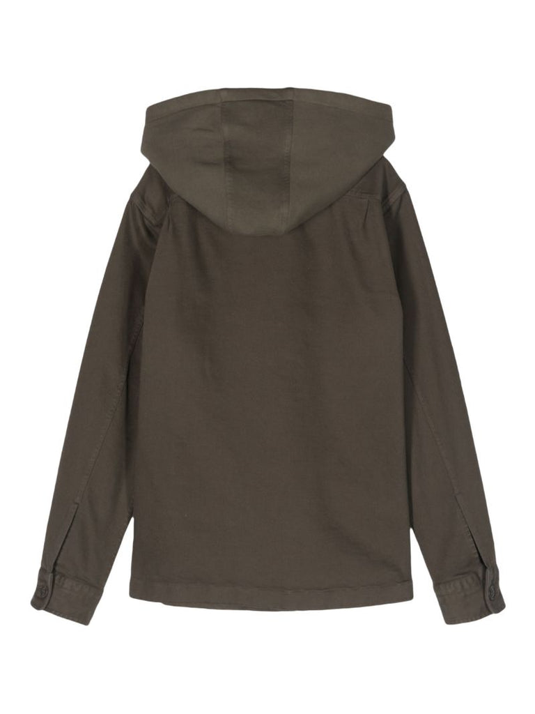 Green Hooded Cotton Shirt