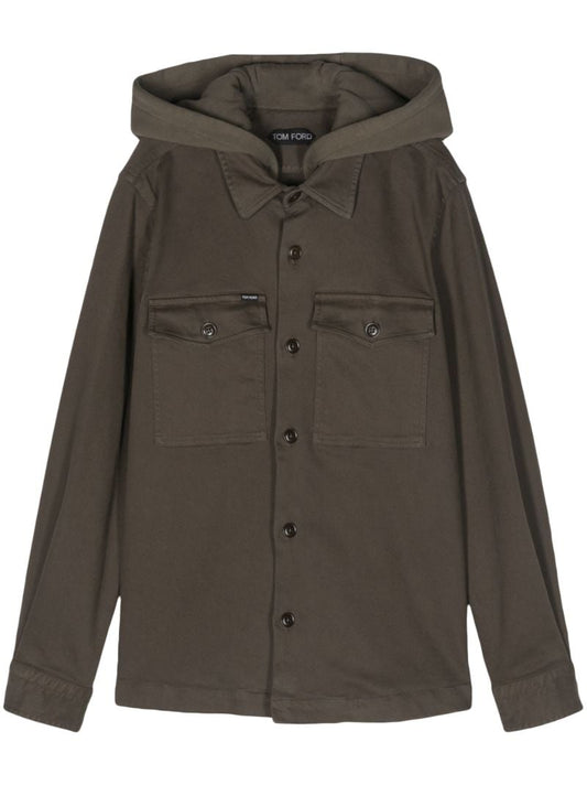 Green Hooded Cotton Shirt