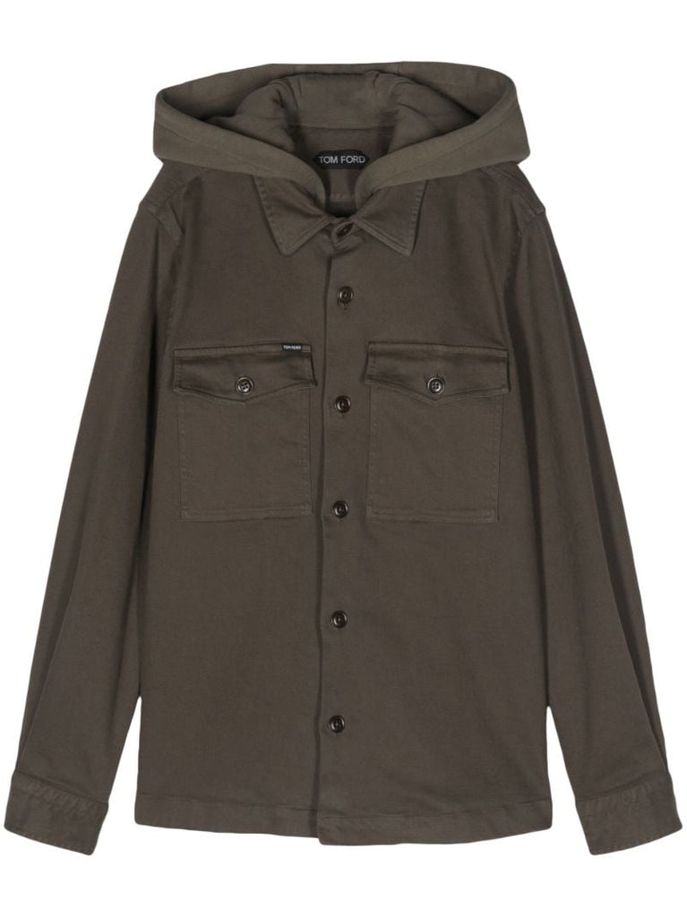 Green Hooded Cotton Shirt