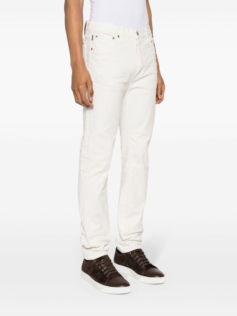 White Whiskering-effect Jeans
