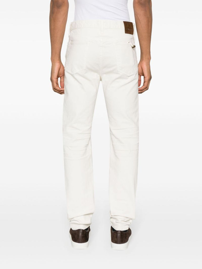 White Whiskering-effect Jeans