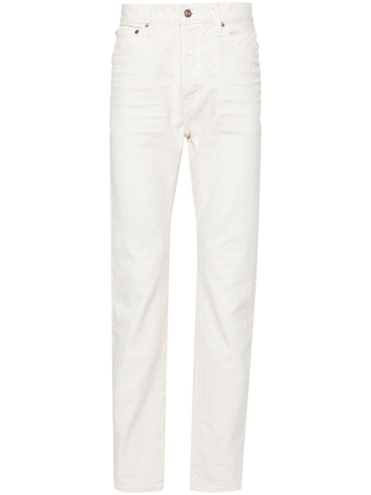 White Whiskering-effect Jeans