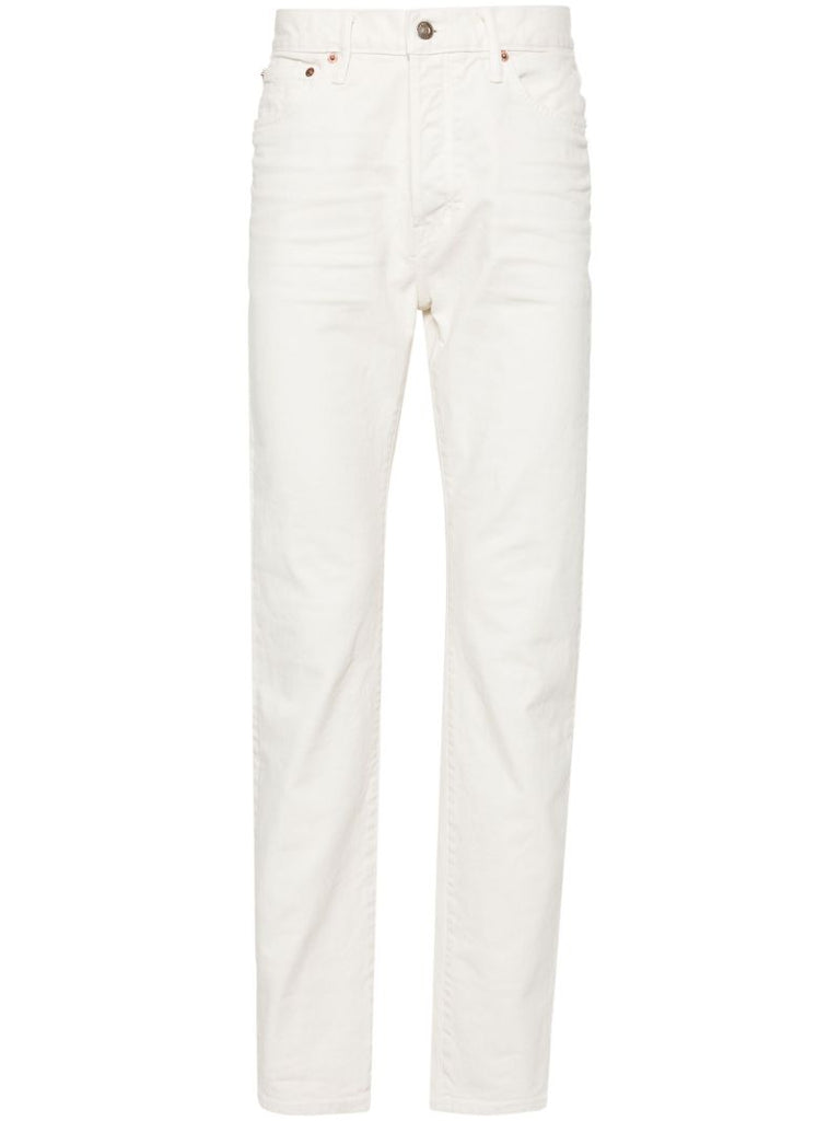 White Whiskering-effect Jeans