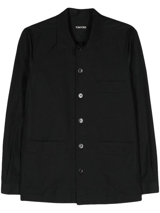 Black Button-up Poplin Shirt