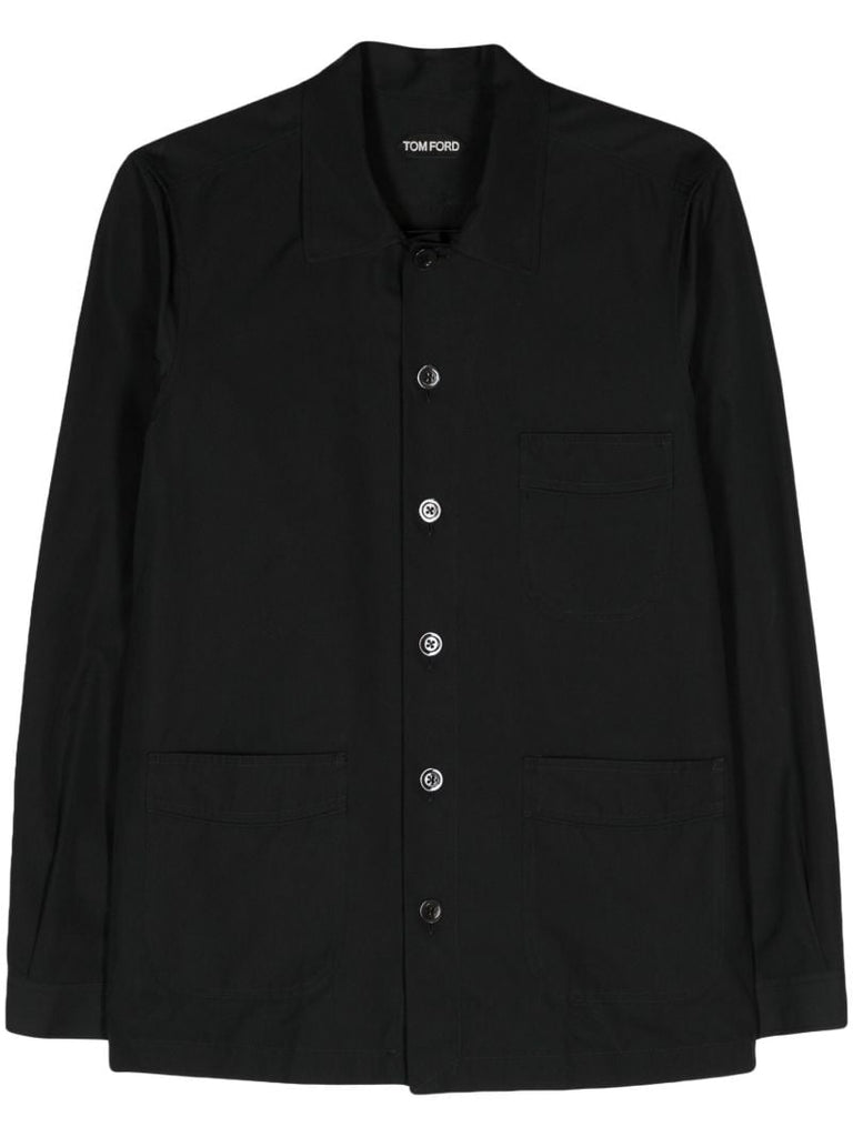 Black Button-up Poplin Shirt