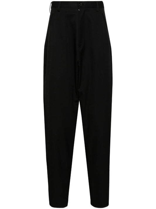 Black Tapered Wool Tailored Trousers