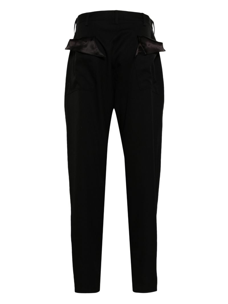 Black Tapered Wool Tailored Trousers