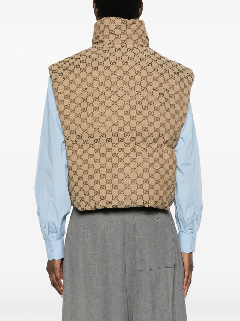 Beige Gg Canvas Padded Gilet