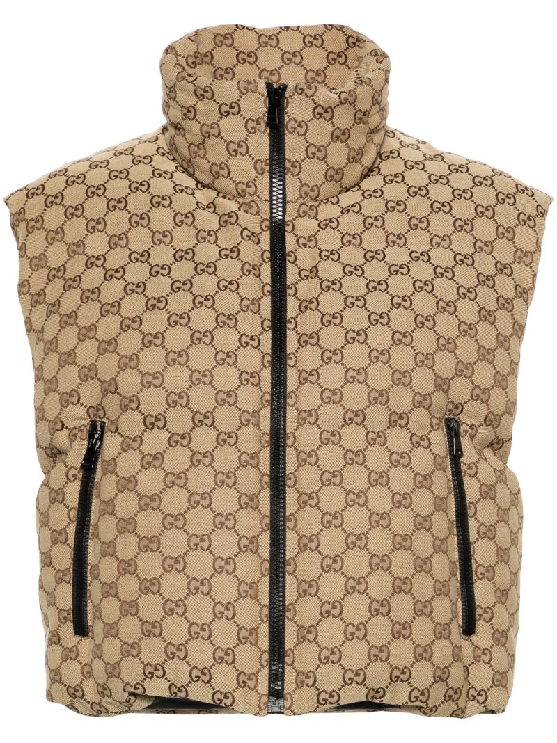 Beige Gg Canvas Padded Gilet