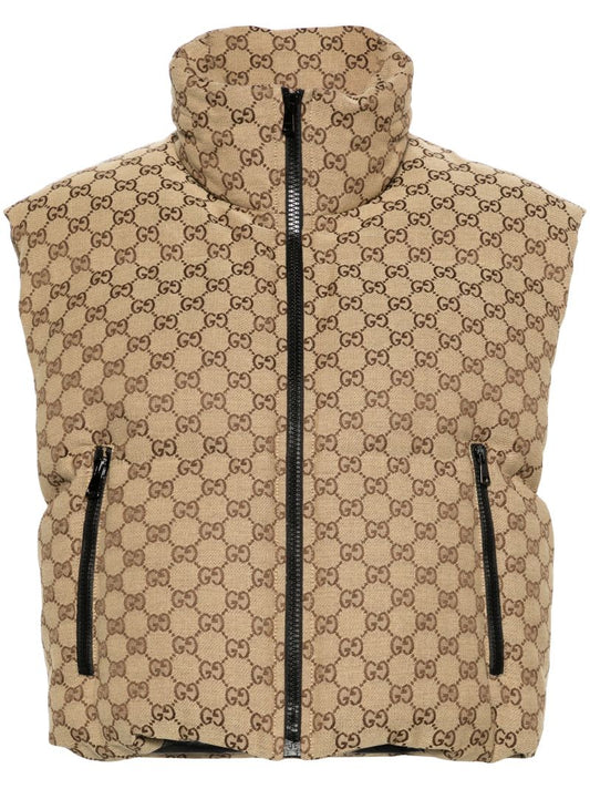 Beige Gg Canvas Padded Gilet
