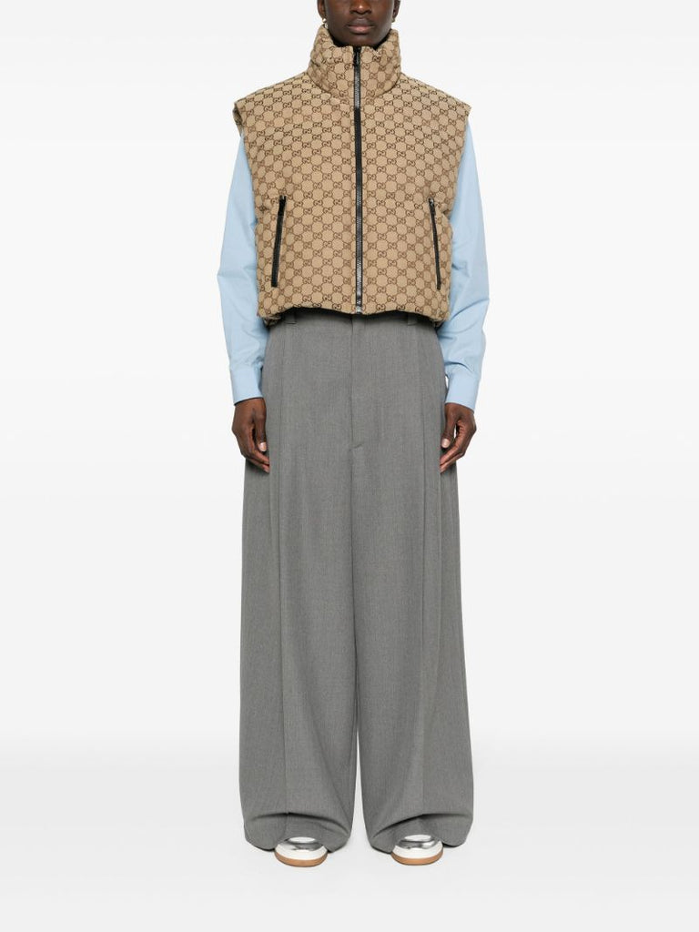 Beige Gg Canvas Padded Gilet