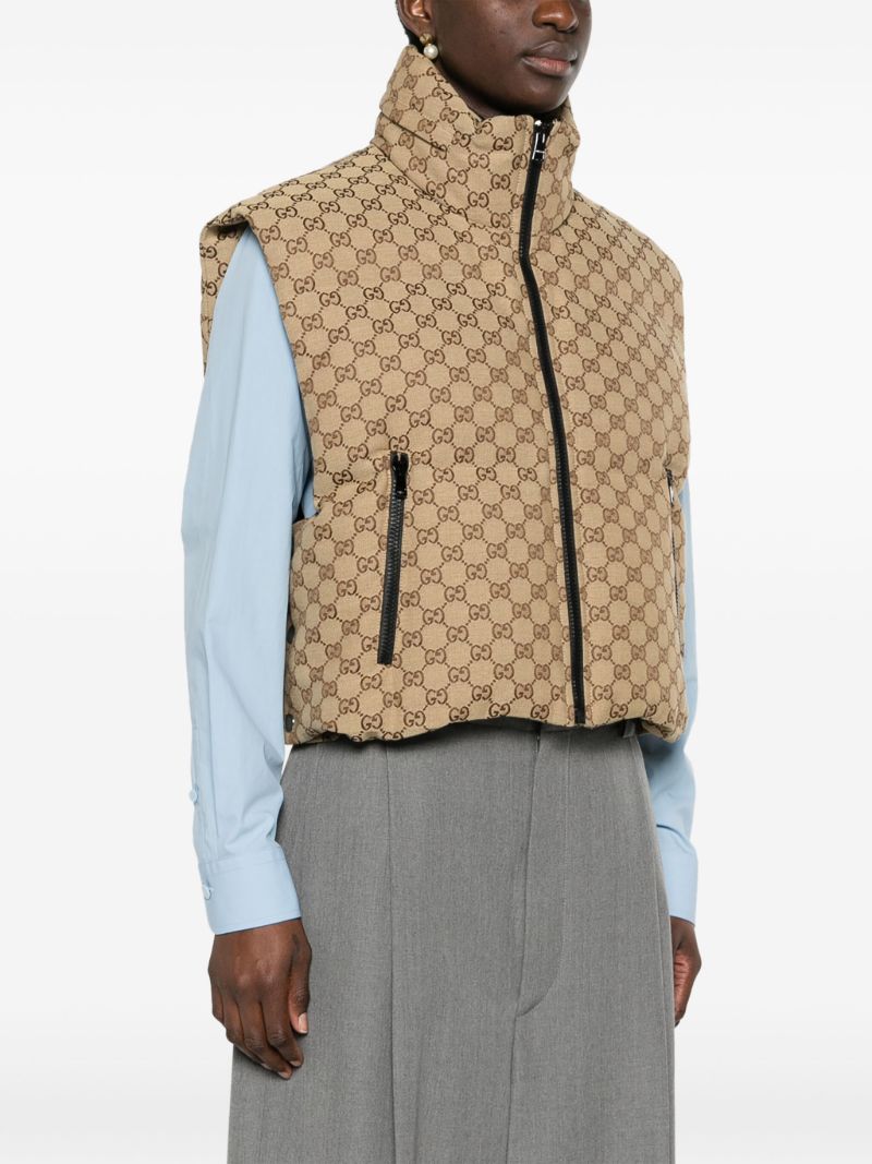 Beige Gg Canvas Padded Gilet