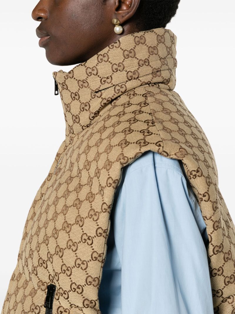 Beige Gg Canvas Padded Gilet