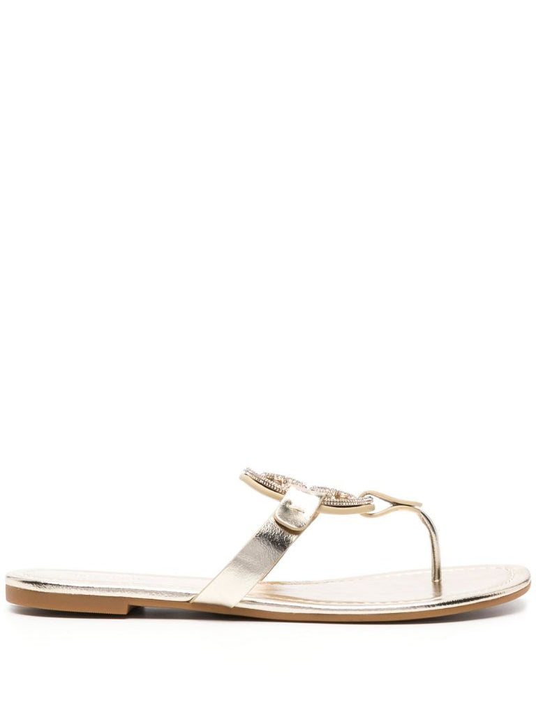 Gold Miller Leather Flip Flops