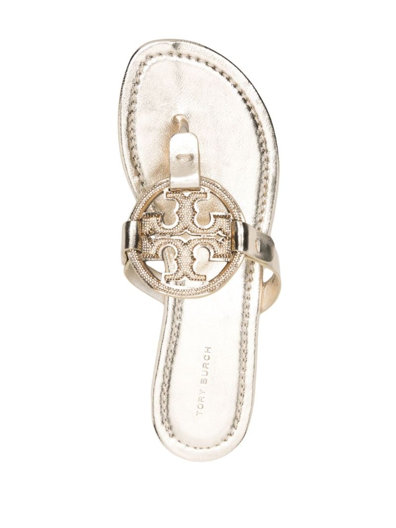 Gold Miller Leather Flip Flops