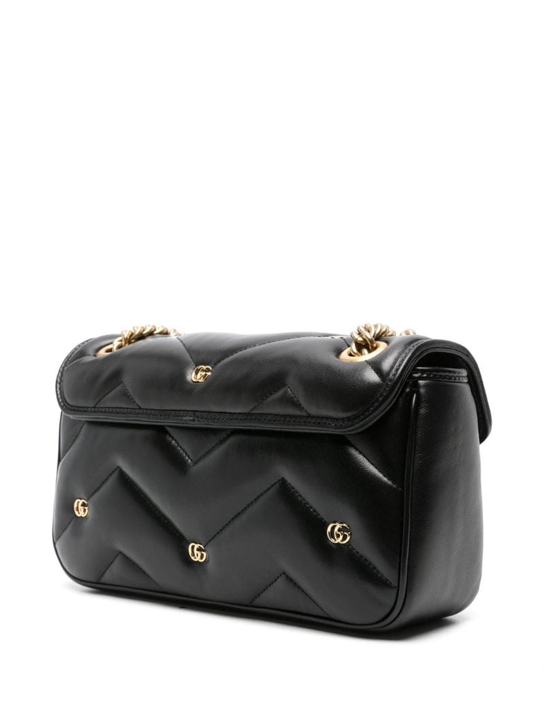 Black Gg Marmont Small Leather Shoulder Bag
